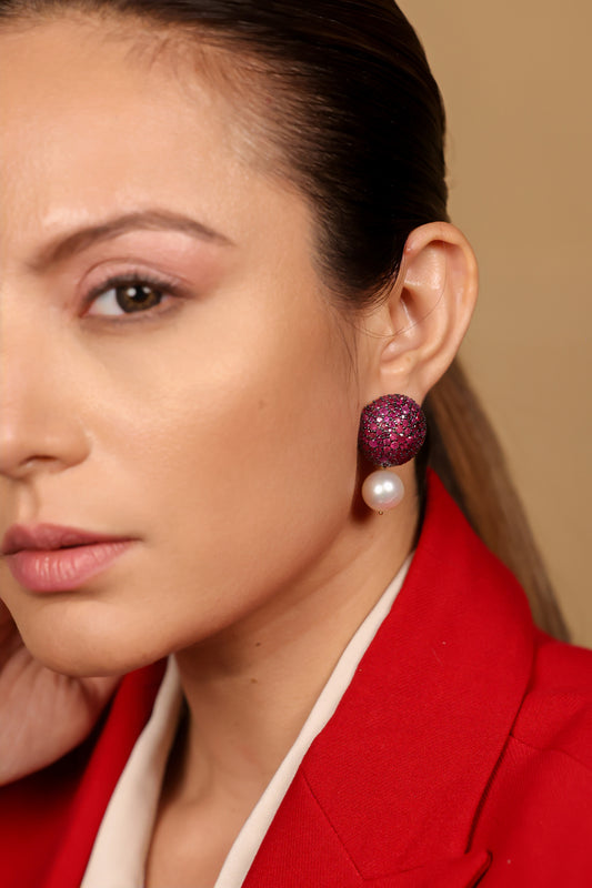 Ruby Dome Earrings | UBAA