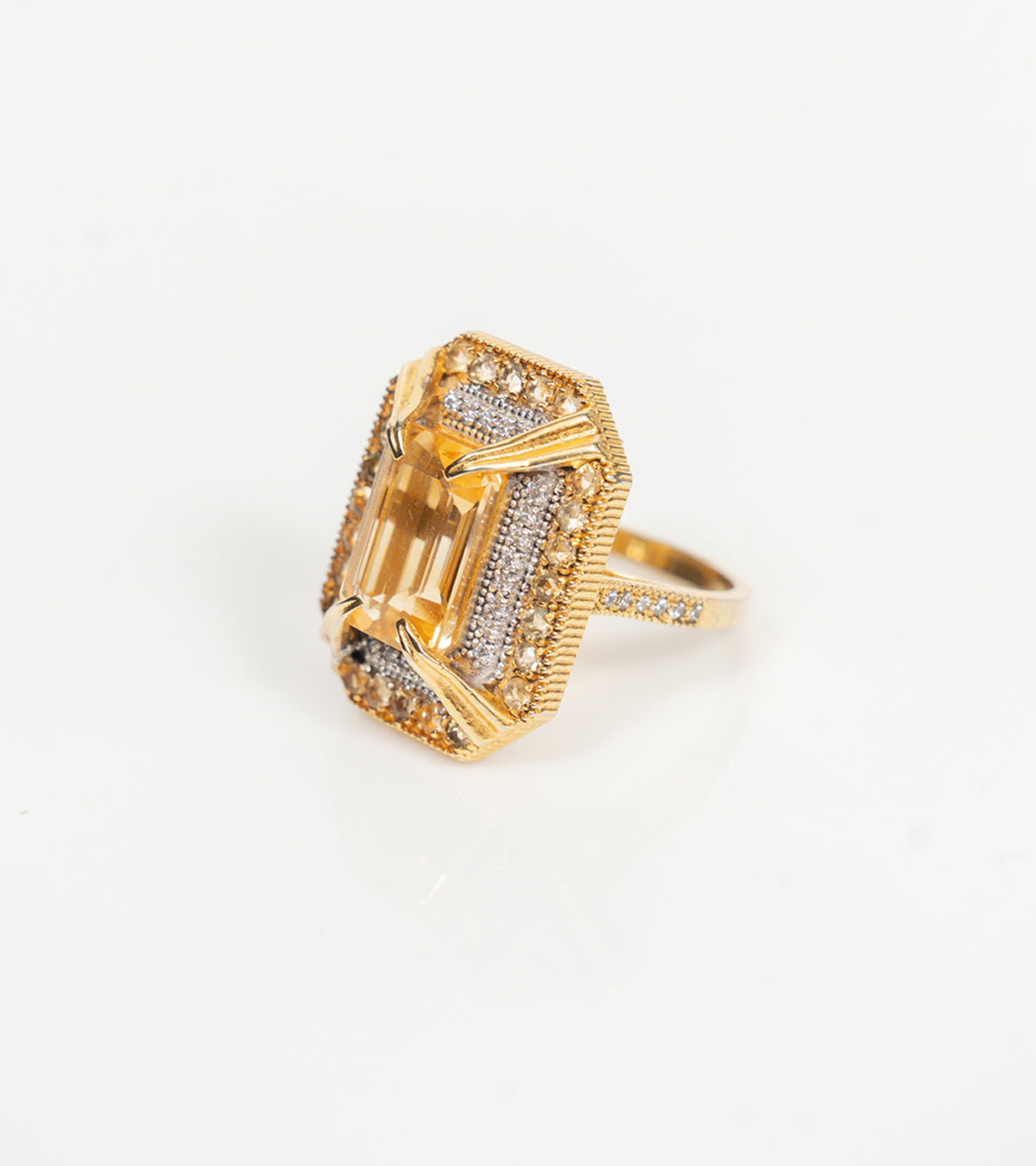 Hera Ring worn on the hand showing its sculptural, statement design