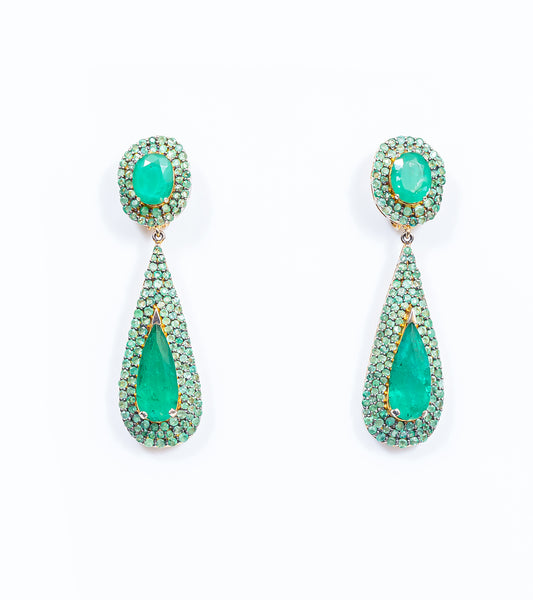 Emerald Oval Danglers | UBAA