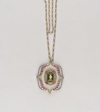 Amara Necklace worn with simple, structured clothing, letting the pendant stand as the focal point