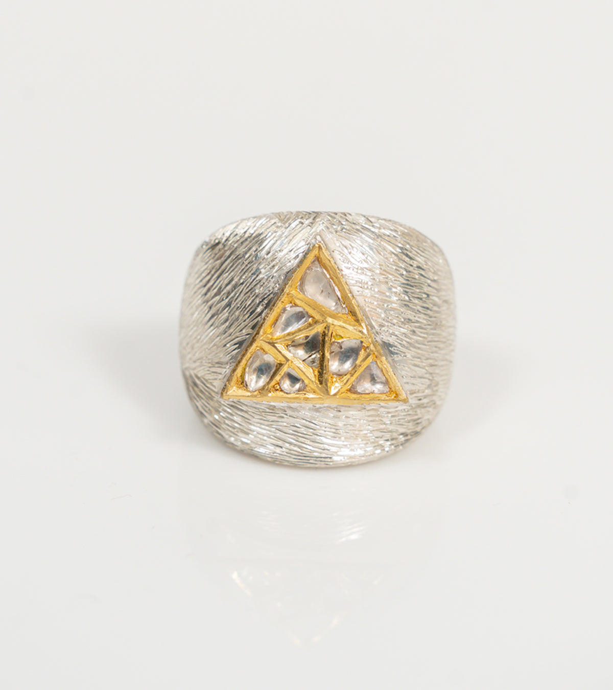 Ann Cocktail Ring, a chunky statement ring with UNCUT's signature Polki diamond mosaic design in gold