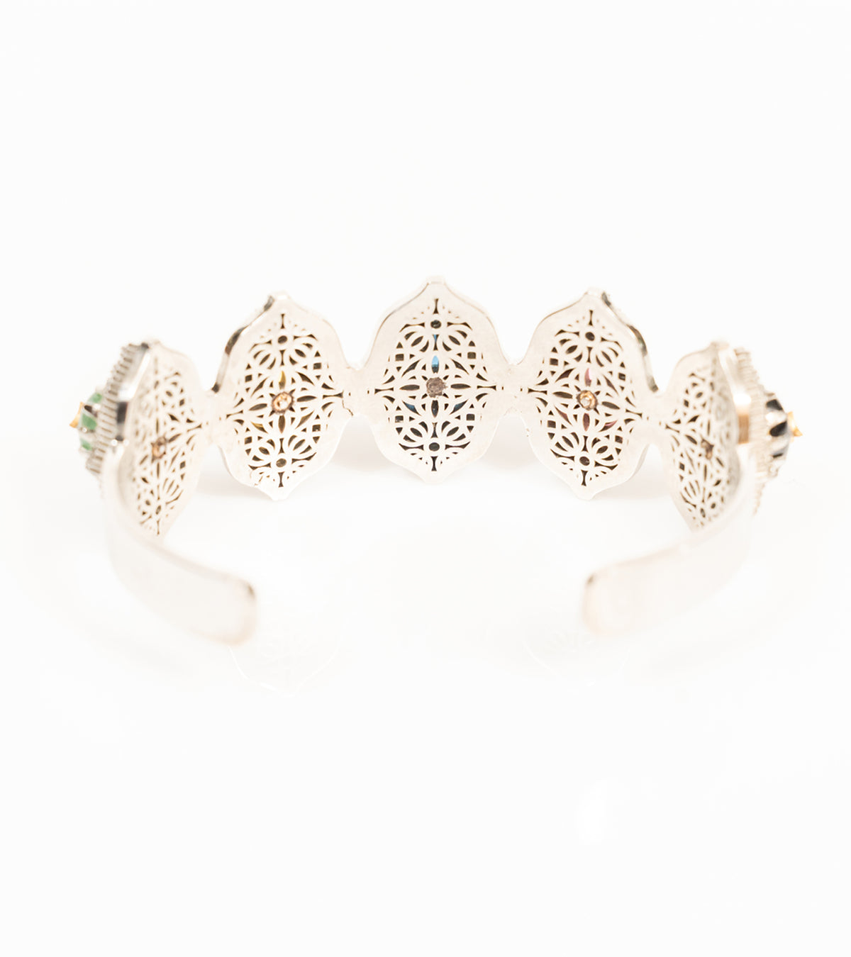 Bombay Stack Bold cuff worn on a bare arm, styled as the centrepiece of a bracelet stack
