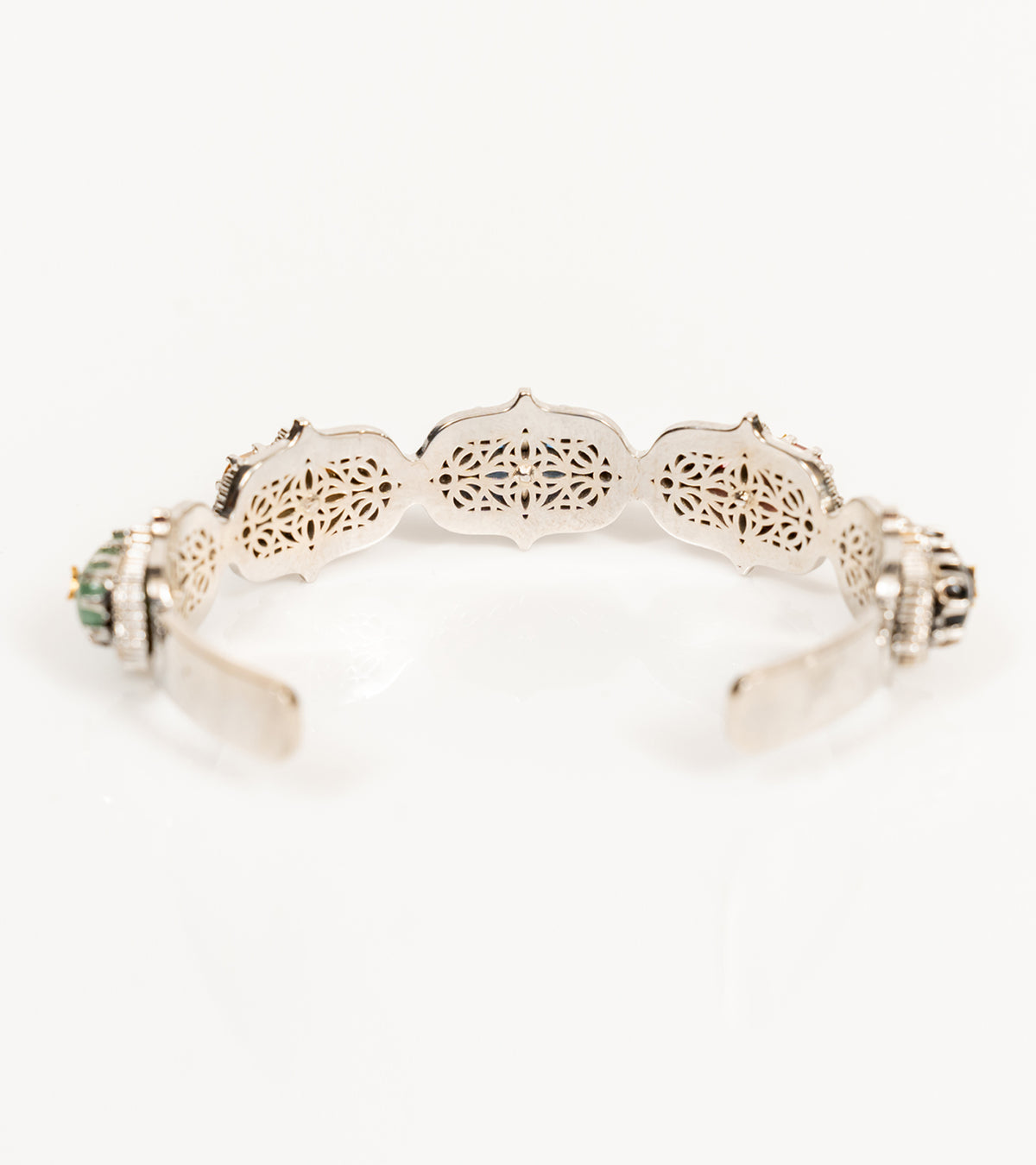 Bombay Stack Classic cuff worn on the wrist as the centre piece of a stacked bracelet look