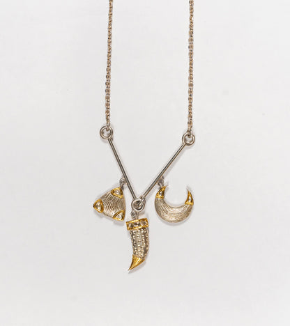 Eva Necklace featuring Vagh Nakh, Crescent, and Trillion motifs in 22K Kundan gold with Polki diamonds