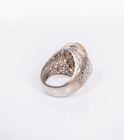 Jaipur Ring worn solo with monochrome outfits, standing as the focal point of the look