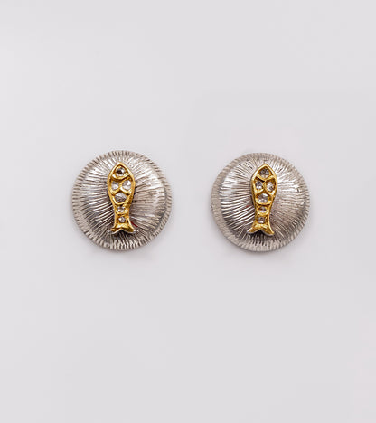 Nox Earrings with luminous natural Polki diamonds set in sterling silver with fine 22K gold accents