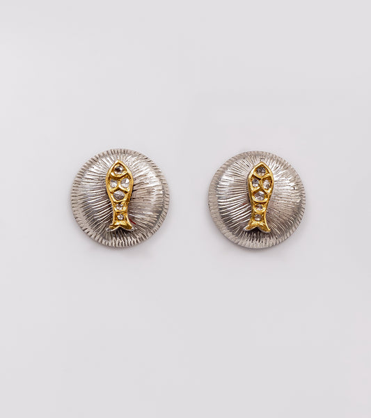 Nox Earrings with luminous natural Polki diamonds set in sterling silver with fine 22K gold accents
