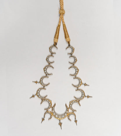 Detail of the delicate China pearls and diamond accents on the Ragini Necklace