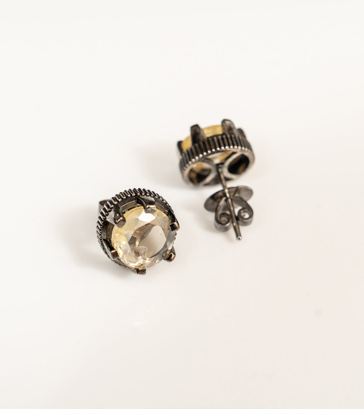 Swati Studs faceted citrine studs set in silver, from the Shashikala collection by UBA