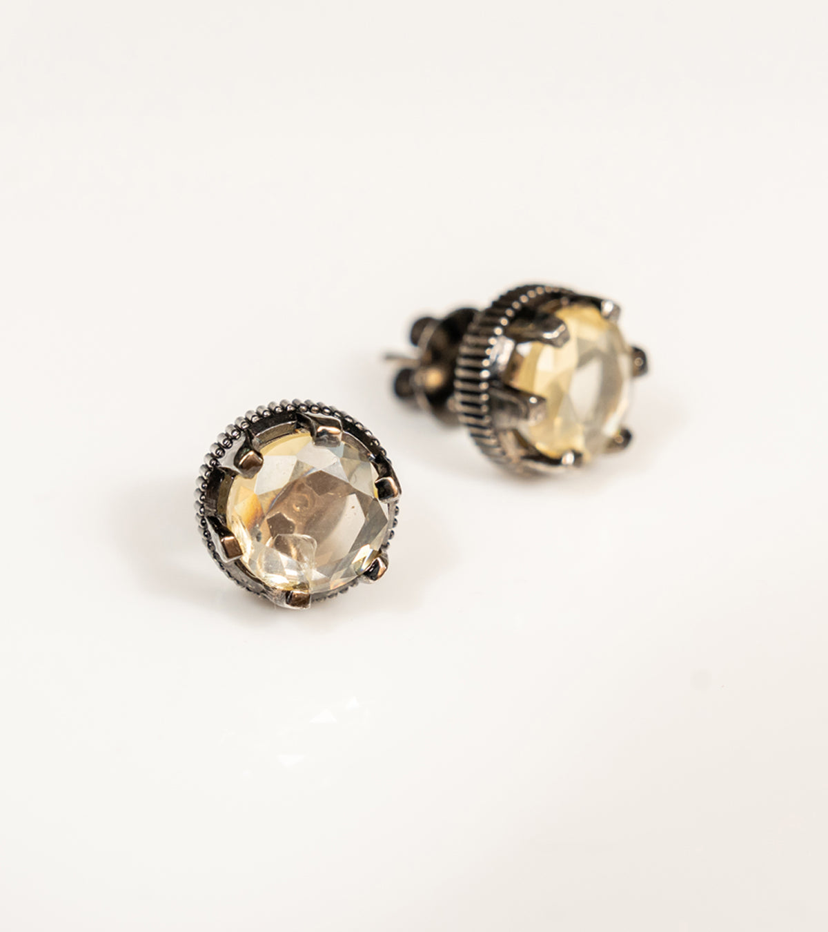 Swati Studs faceted citrine studs set in silver, from the Shashikala collection by UBAA