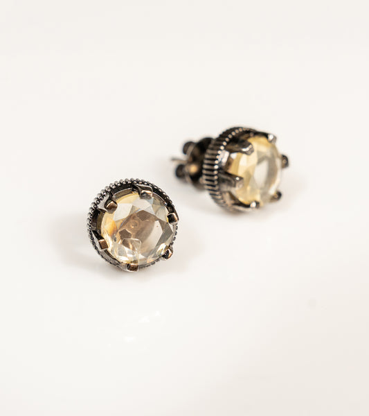 Swati Studs faceted citrine studs set in silver, from the Shashikala collection by UBAA